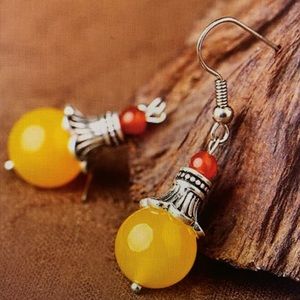 New yellow chalcedony dangle earrings